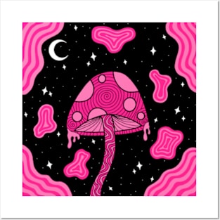 Full Pink Mushroom Posters and Art